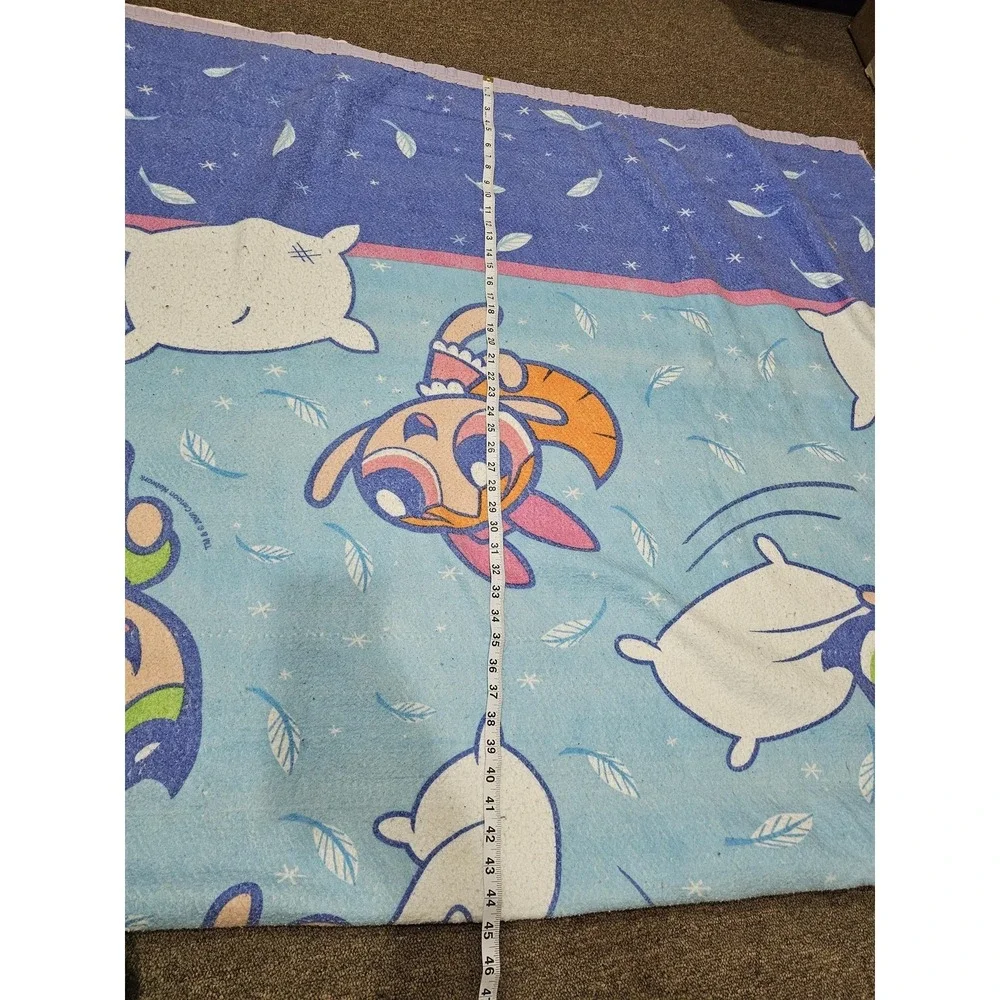 Vintage Cartoon Network Powerpuff Girls Blue Kids ~90x74 Blanket 2000 USA Fabric